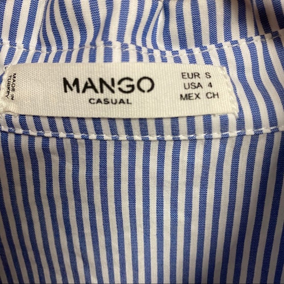 Mango | Ruffled Poplin Shirt Dress Blue Stripe 4 - Picture 6 of 9